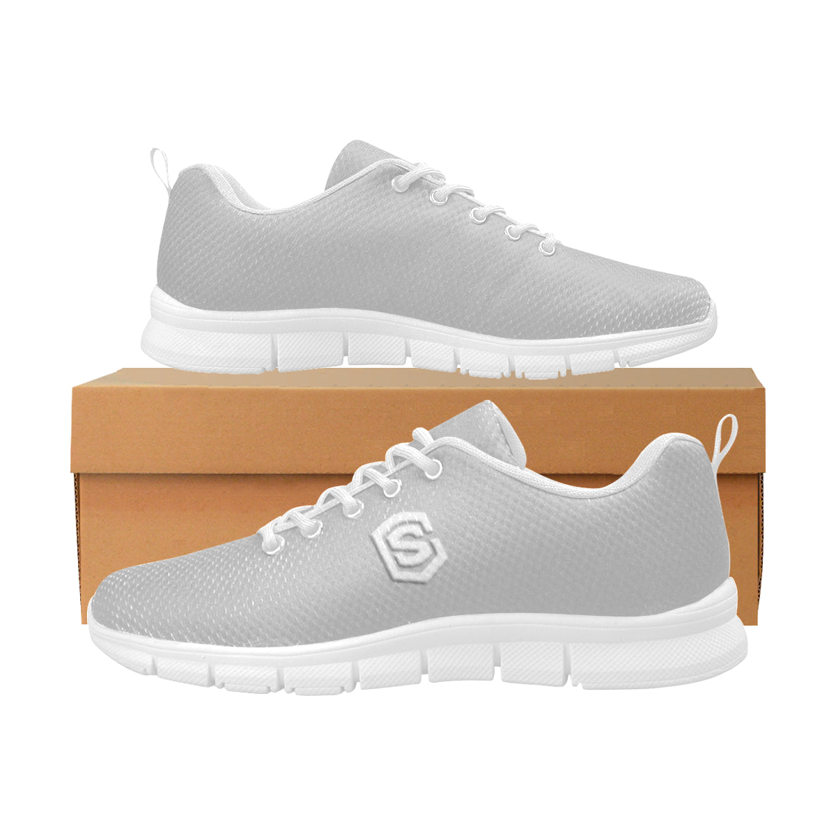 white logo Women's Breathable Running Shoes (Model 055)