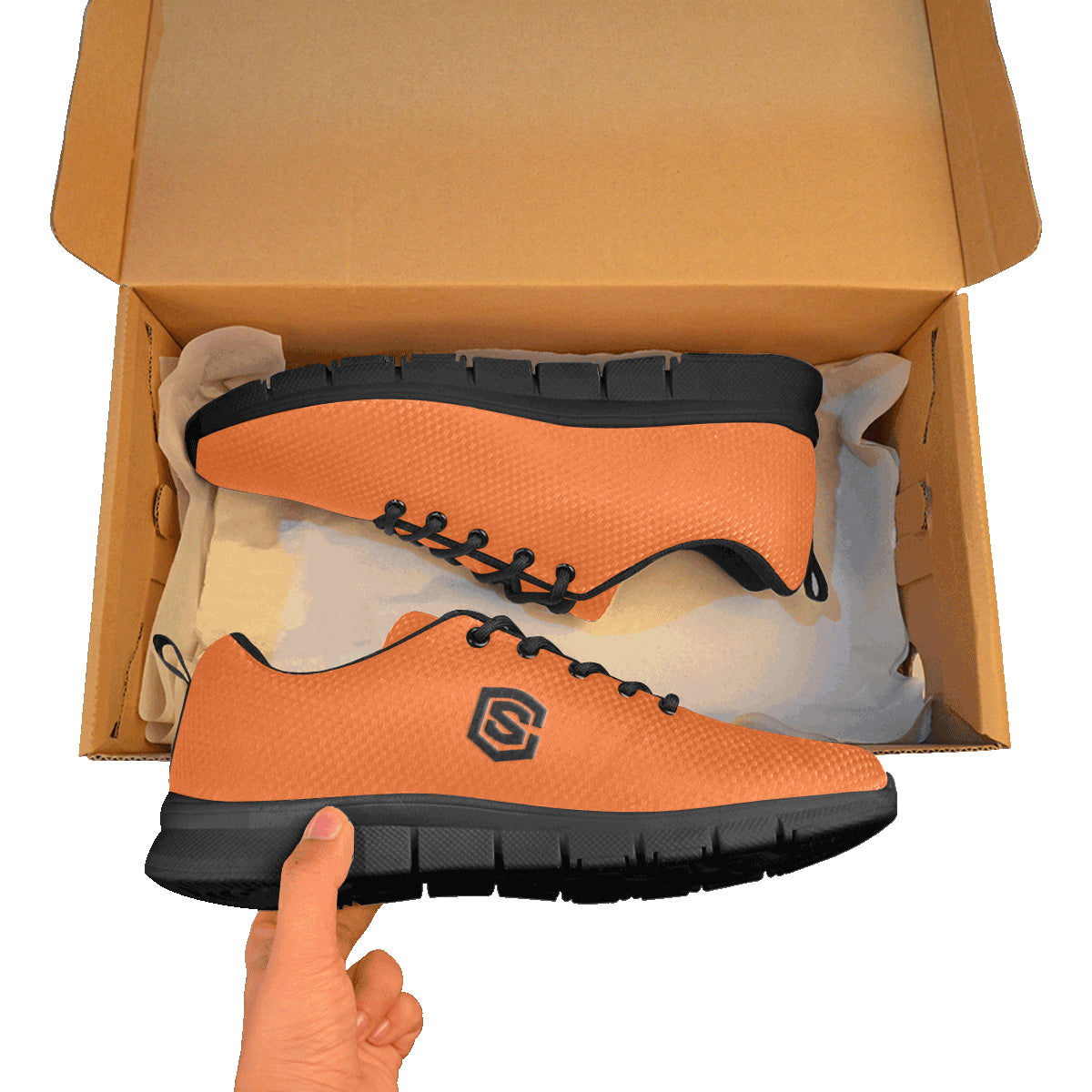 black logo Men's Breathable Running Shoes (Model 055)