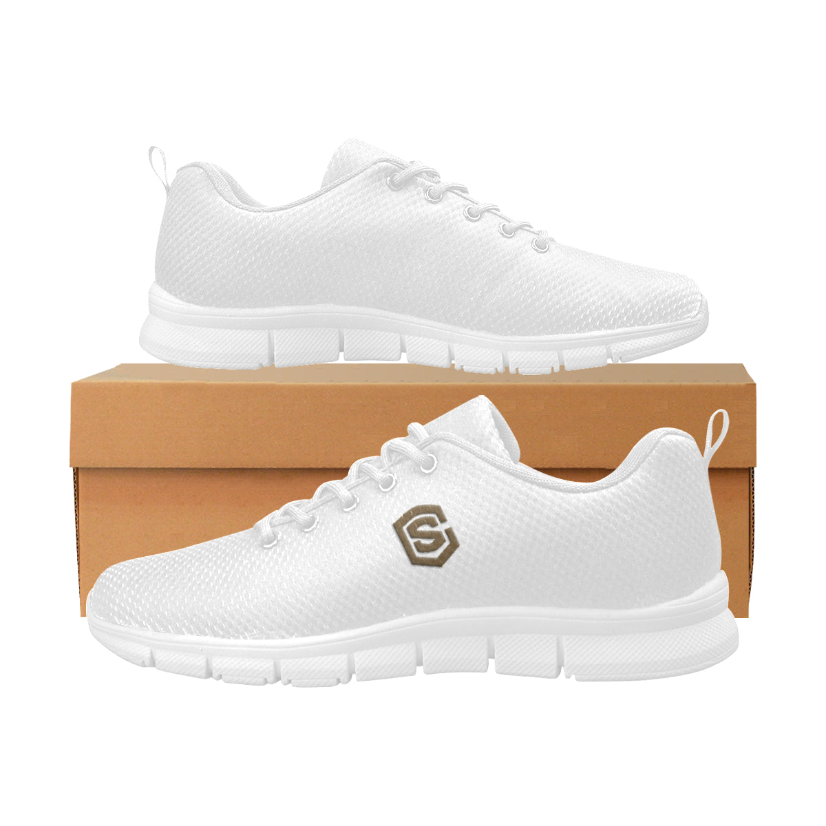 brown logo Women's Breathable Running Shoes (Model 055)