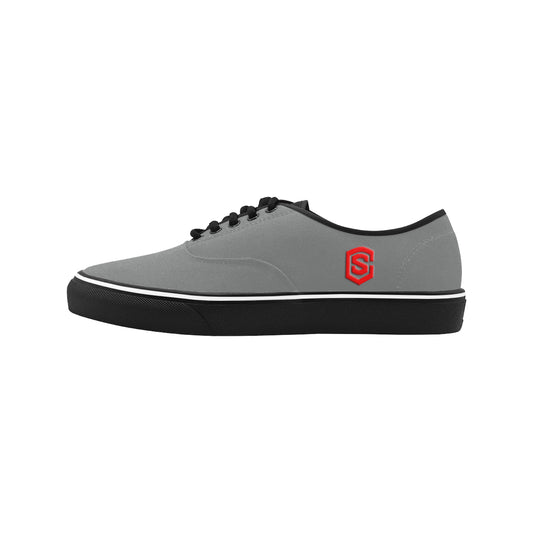 red logo Classic Men's Canvas Low Top Shoes/Large (Model E001-4)