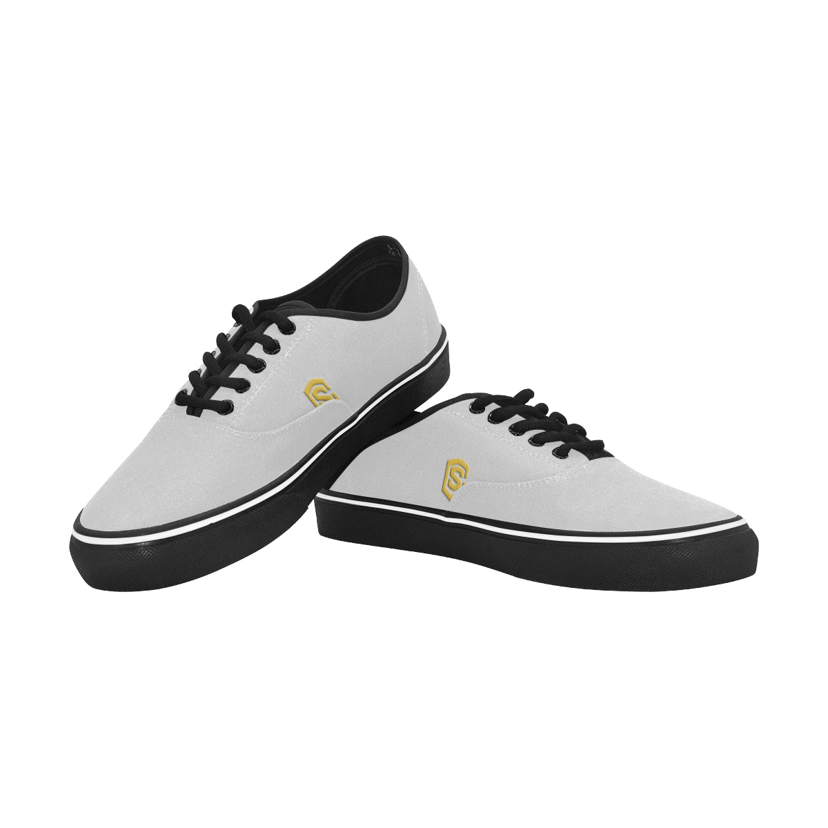 gold logo Classic Men's Canvas Low Top Shoes/Large (Model E001-4)