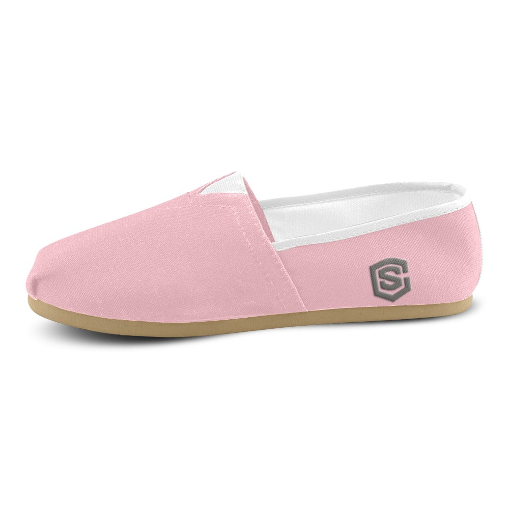 PINK casual shoes for women WITH GRAY LOGO Casual Canvas Women's Shoes (Model 004) (Designs are mirrored)