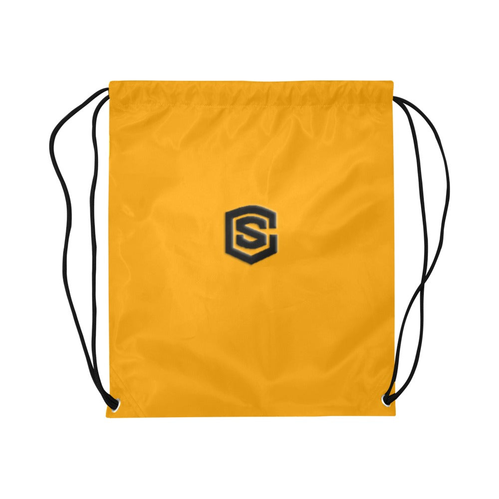 Orange Drawstring Bags Large With Black Logo Drawstring Bags (Model 1604) (Large)