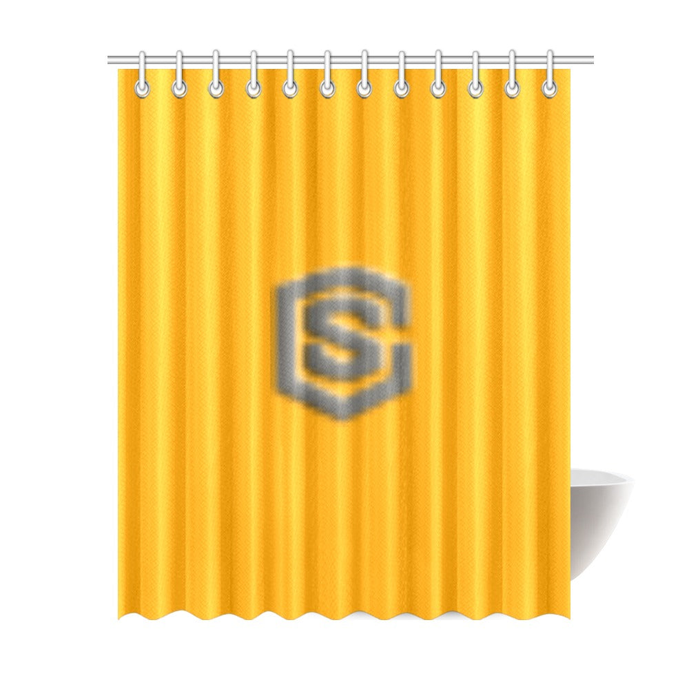Orange Shower Curtain 69"x84" with Gray Logo Shower Curtain 69"x84"