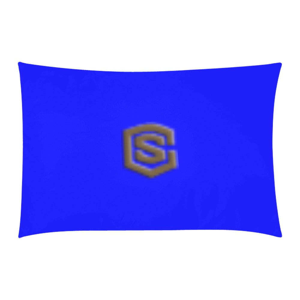 Blue 3-Piece Bedding Set (1 Duvet Cover 86"x70"; 2 Pillowcases 20"x30")(One Side) wtih Brown Logo 3-Piece Bedding Set (1 Duvet Cover 86"x70"; 2 Pillowcases 20"x30")(One Side)