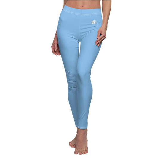Blue Women's Cut & Sew Casual Leggings White logo