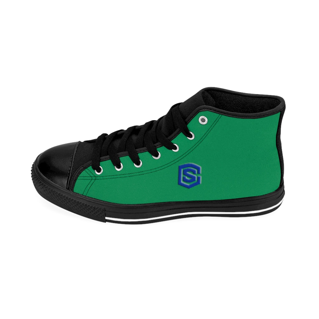 Green Men's High-top Sneakers - blue logo