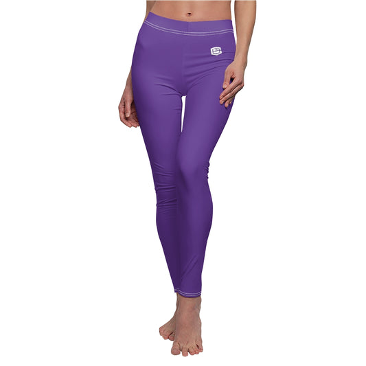 Purple Women's Cut & Sew Casual Leggings White logo