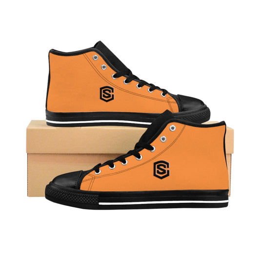orange Men's High-top Sneakers - black logo