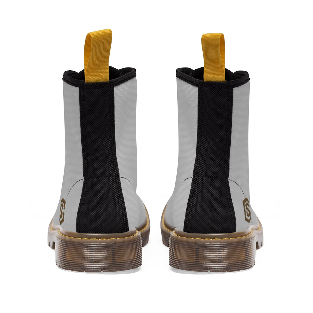 Grey Men's Canvas Boots Brown Logo