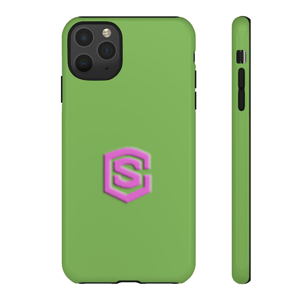 Green Tough Cases Pink Logo