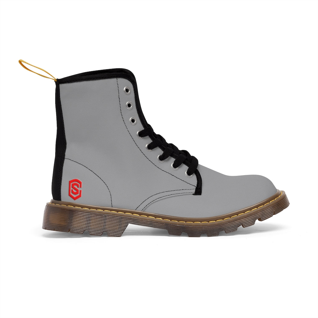 Grey Men's Canvas Boots Red Logo