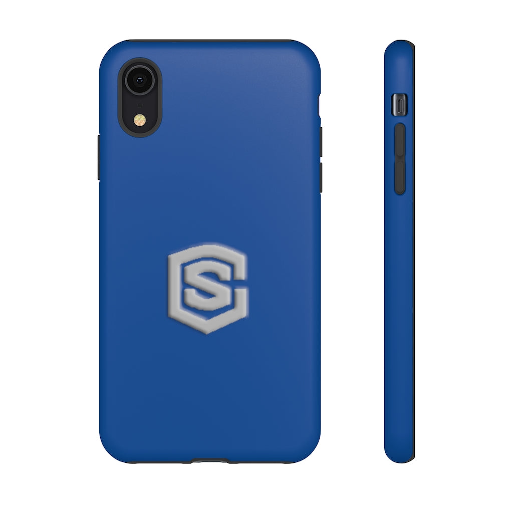 Blue Tough Cases Silver Logo
