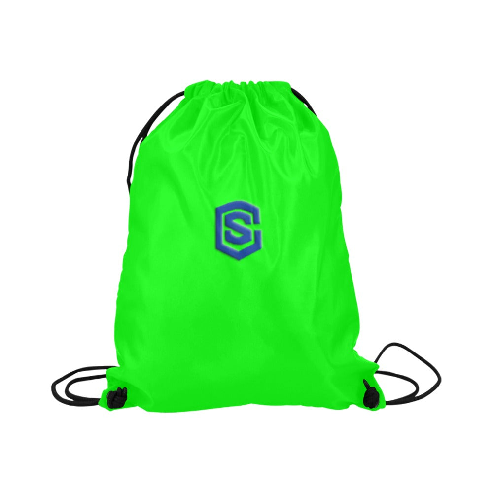 Green Drawstring Bags Large With Blue Logo Drawstring Bags (Model 1604) (Large)