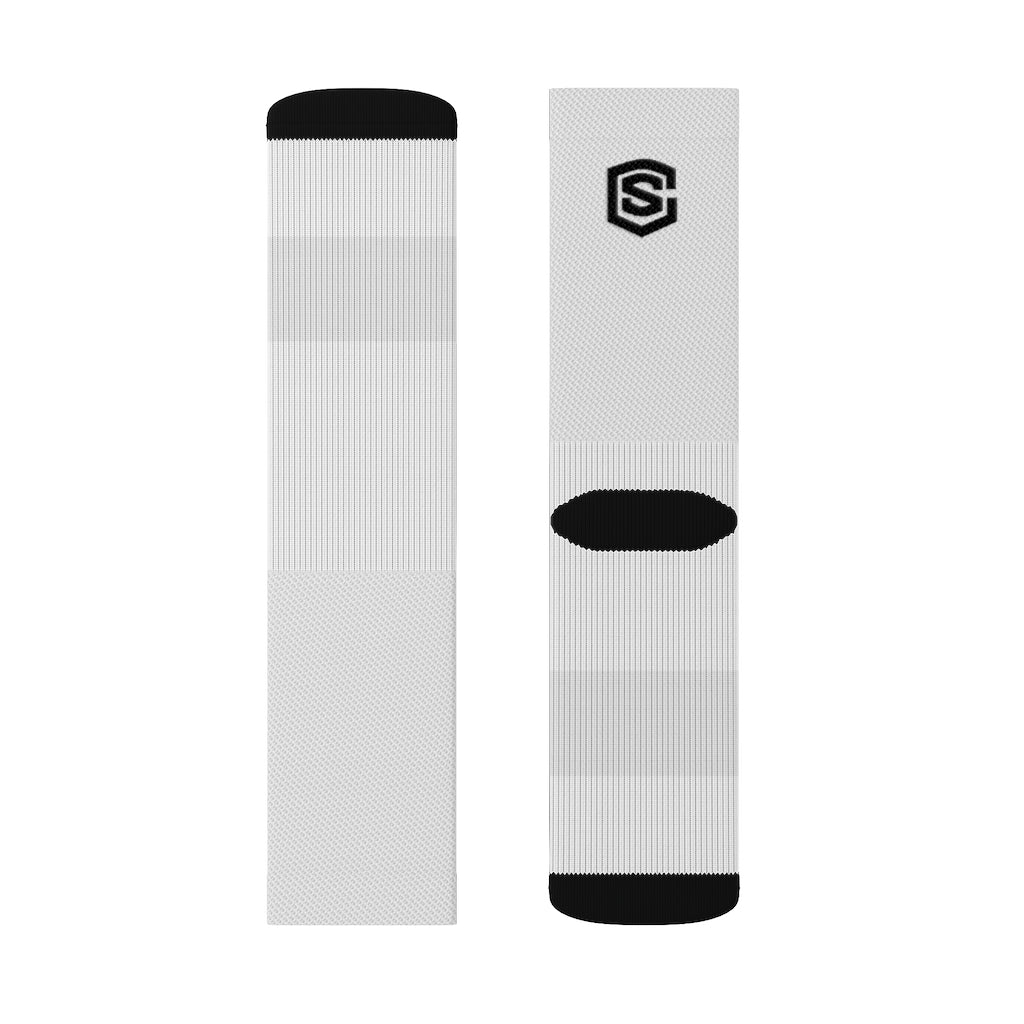 White Sublimation Socks Black Logo