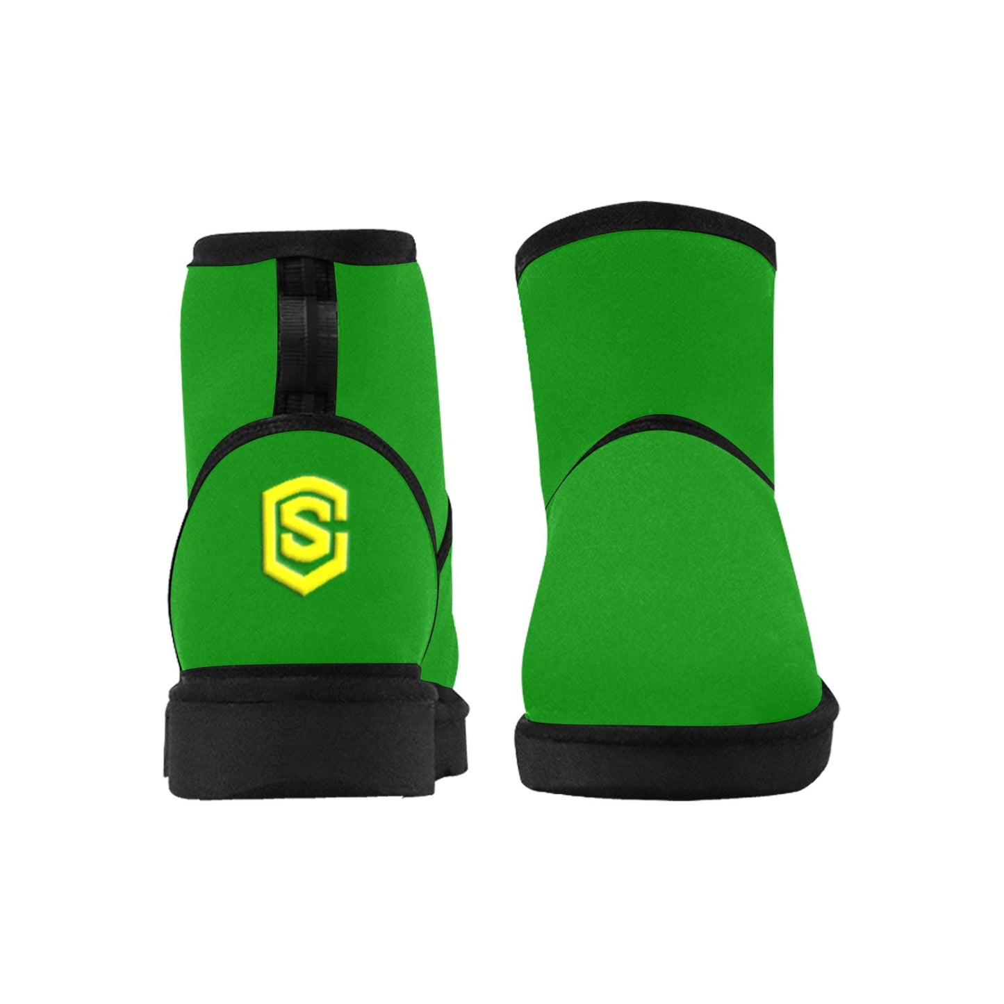 GREEN Low Top Men's Snow Boots WITH YELLOW LOGO Low Top Men's Snow Boots (Model 049)