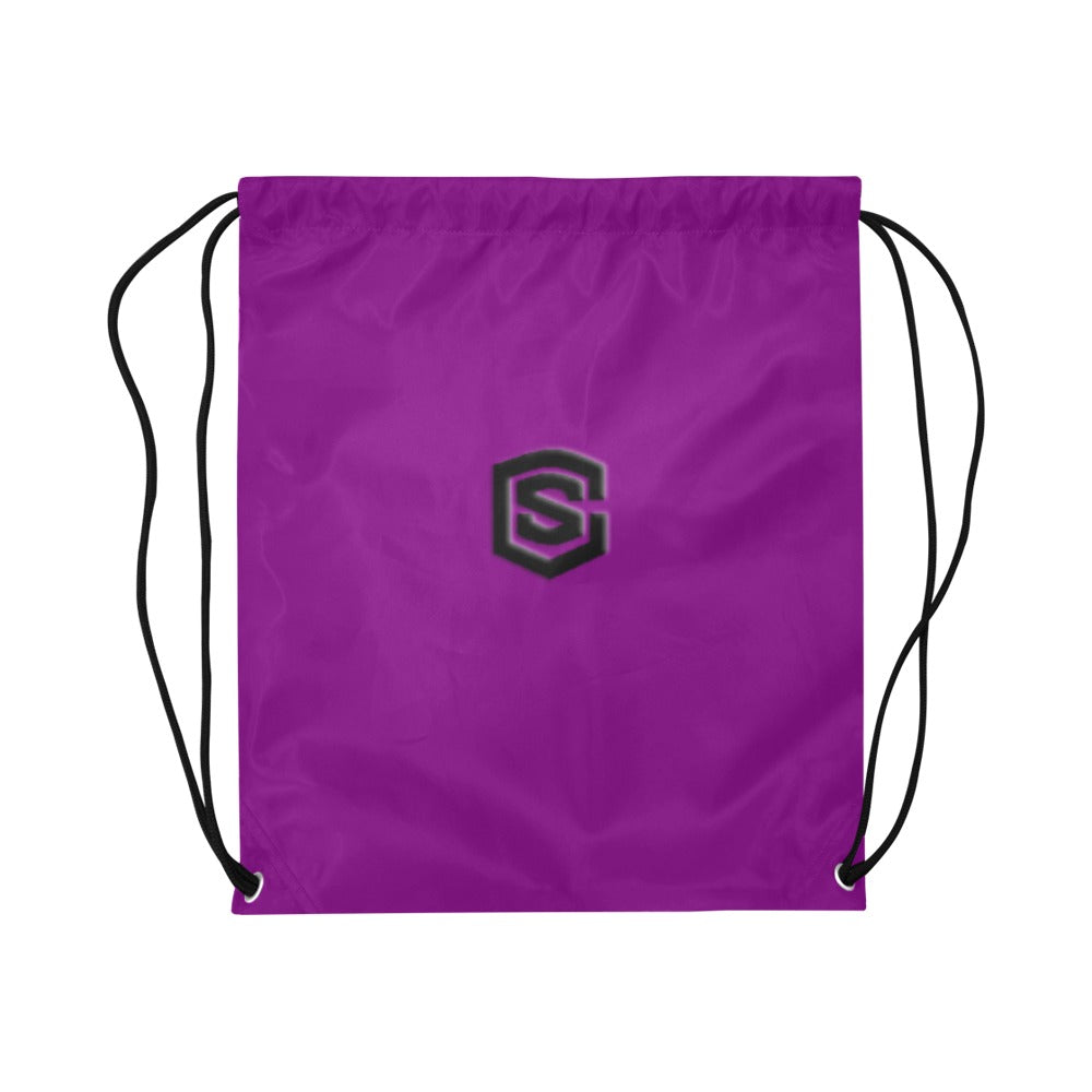 Purple Drawstring Bags Large With Black Logo Drawstring Bags (Model 1604) (Large)