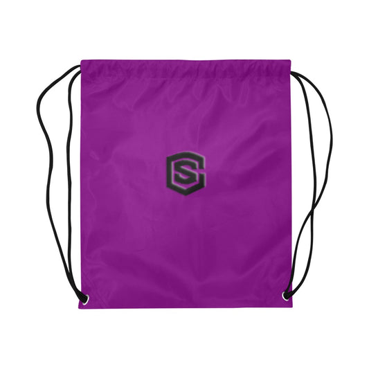 Purple Drawstring Bags Large With Black Logo Drawstring Bags (Model 1604) (Large)