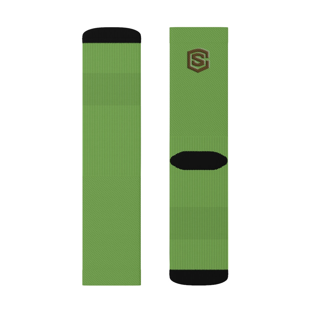 Green Sublimation Socks Brown Logo