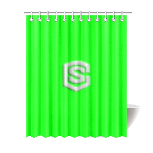 Green Shower Curtain 69"x84" with Silver Logo Shower Curtain 69"x84"