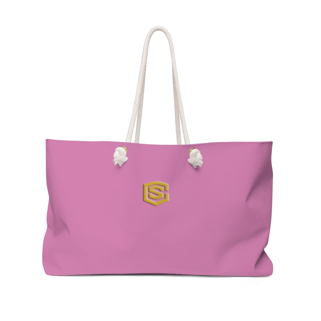 Pink Weekender Bag Gold Logo