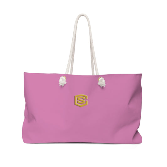 Pink Weekender Bag Gold Logo