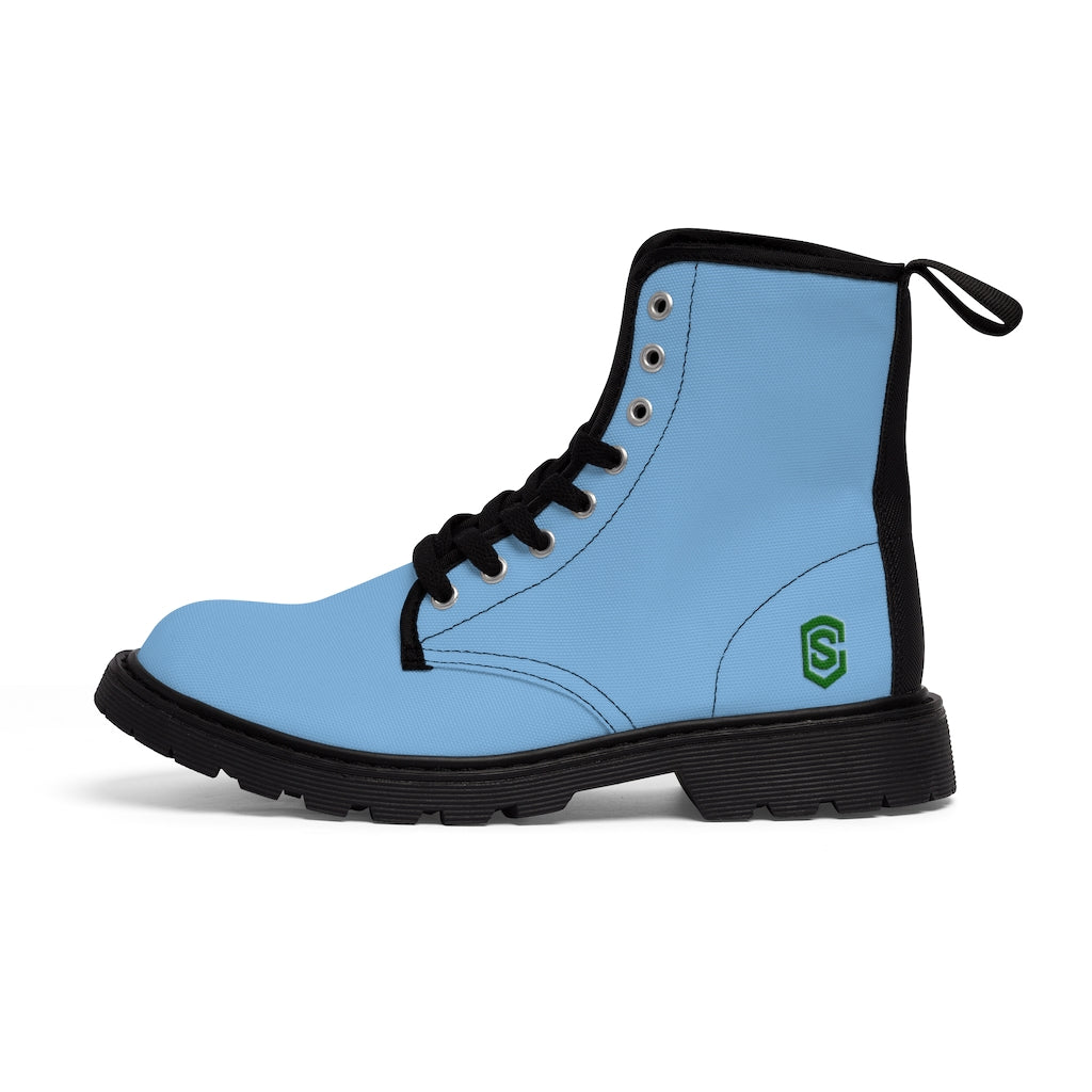 Blue Men's Canvas Boots Green Logo