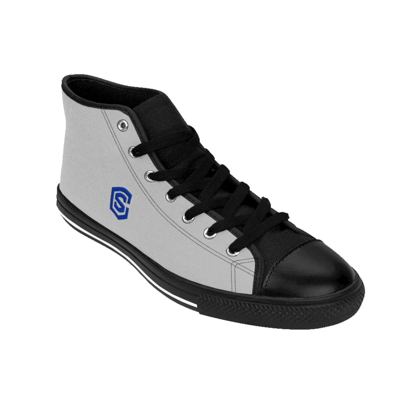 grey Men's High-top Sneakers - blue logo
