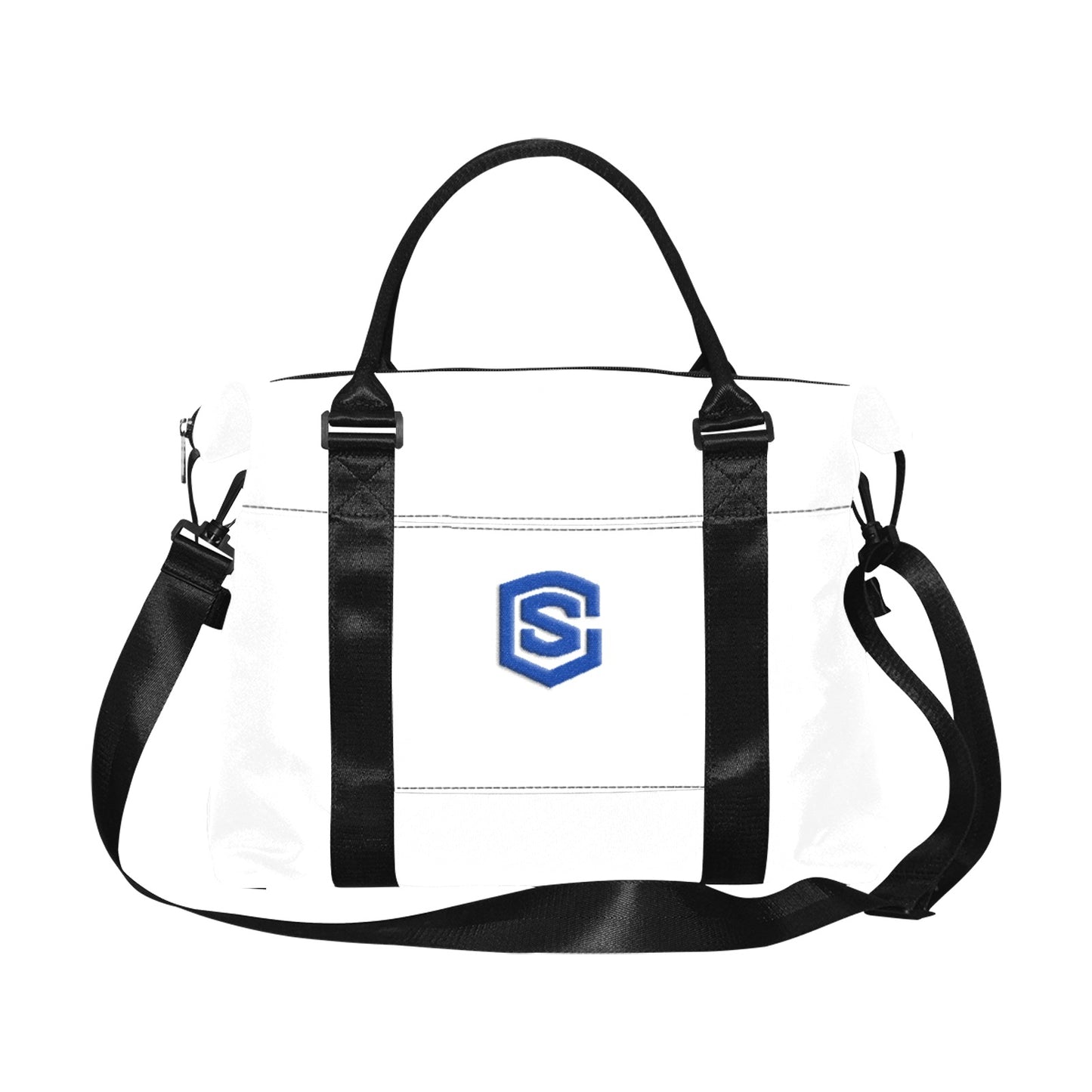 White Large Capacity Duffle Bag With Blue Logo Large Capacity Duffle Bag(Model1715)