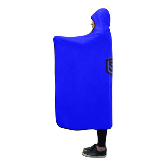BLUE  Hooded Blanket WHITH BLACK LOGO Hooded Blanket 80"x56"