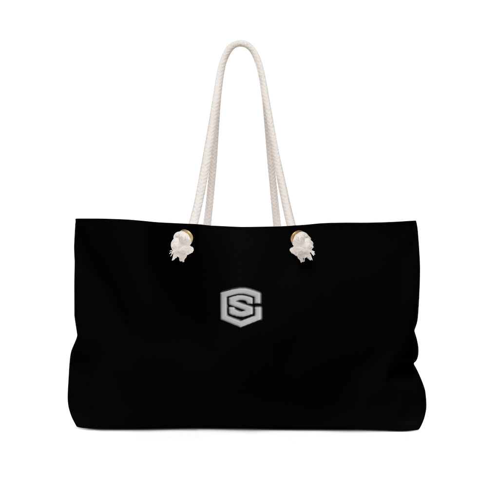 Black Weekender Bag Silver Logo