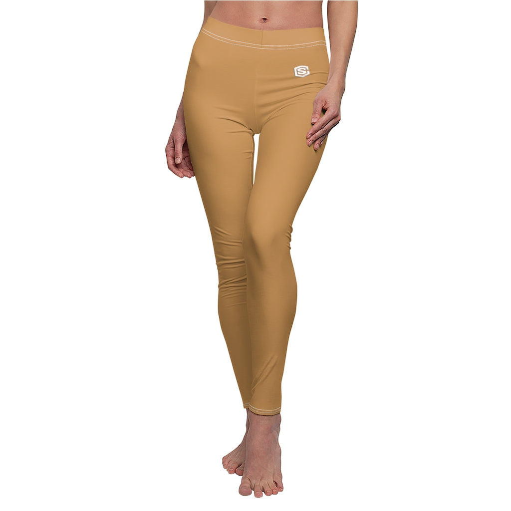Brown Women's Cut & Sew Casual Leggings White logo