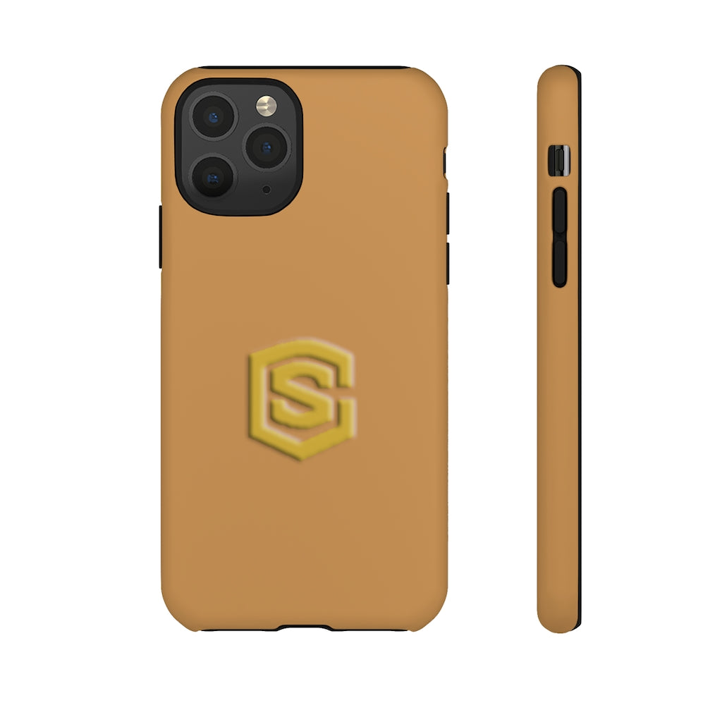 Light Brown Tough Cases Gold Logo
