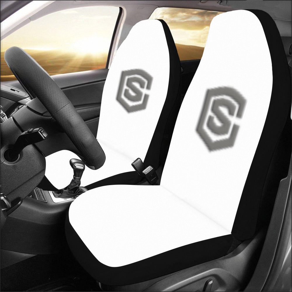 White Car Seat Covers Grey Logo Car Seat Covers (Set of 2)