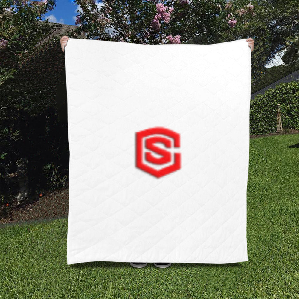 White Custom Quilt Red Logo Custom Quilt 50" x 60"