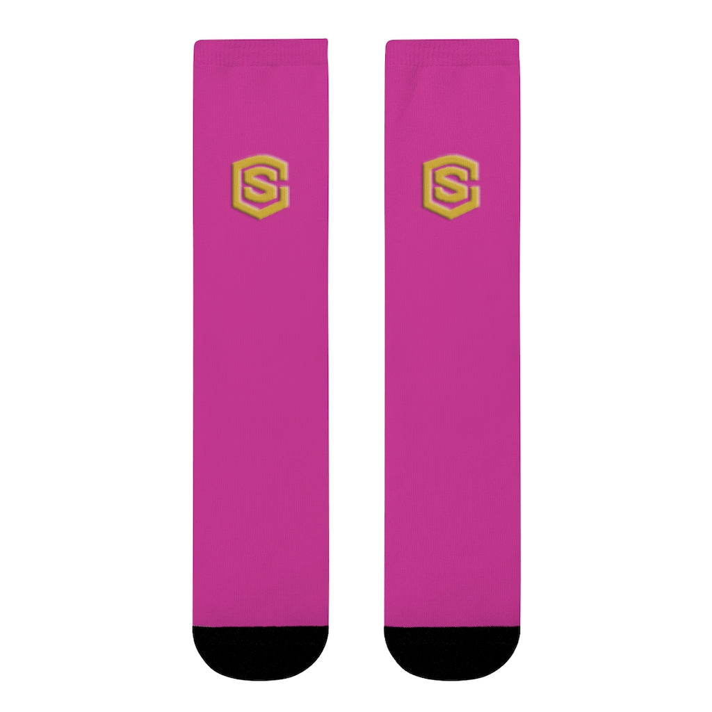 Purple Sublimation Crew Socks (EU) Gold Logo