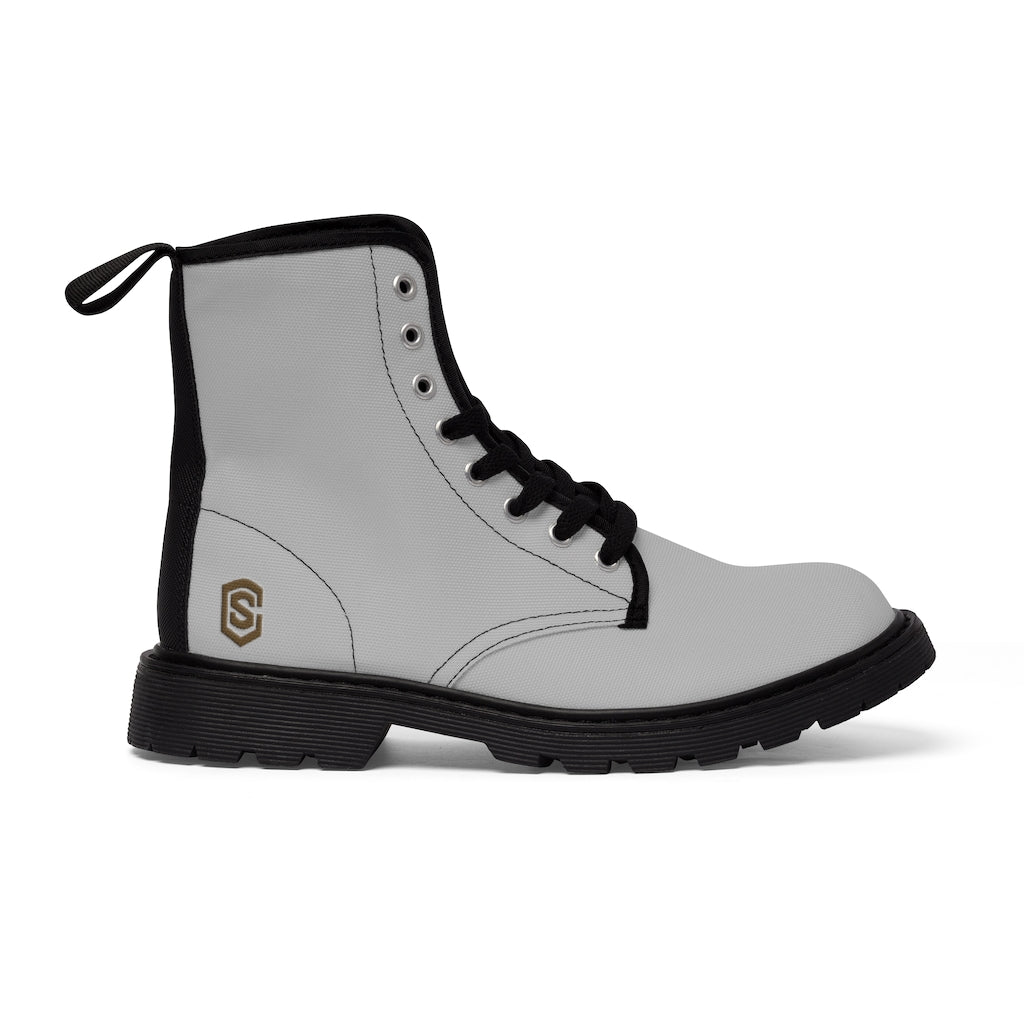 Grey Men's Canvas Boots Brown Logo