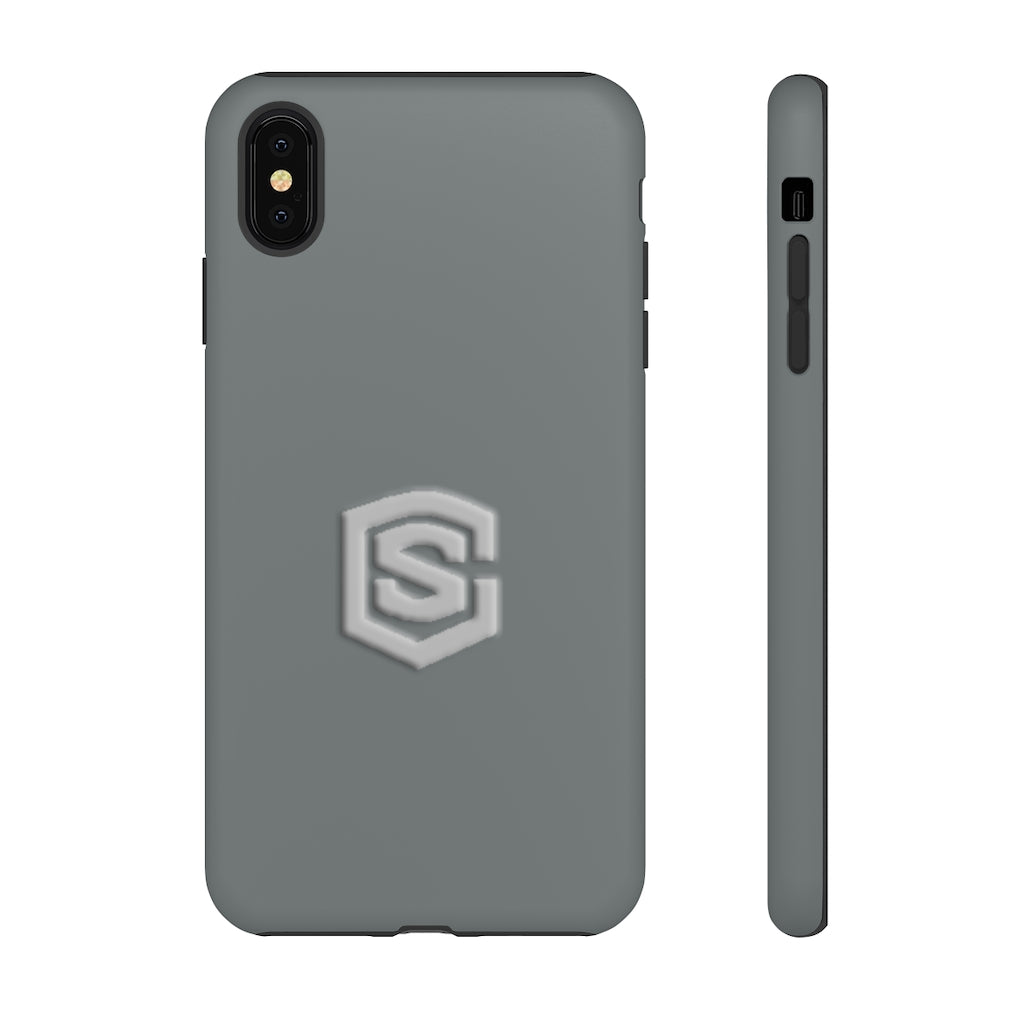 Grey Tough Cases Silver Logo