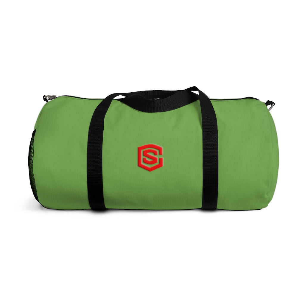 Green Duffel Bag Red Logo