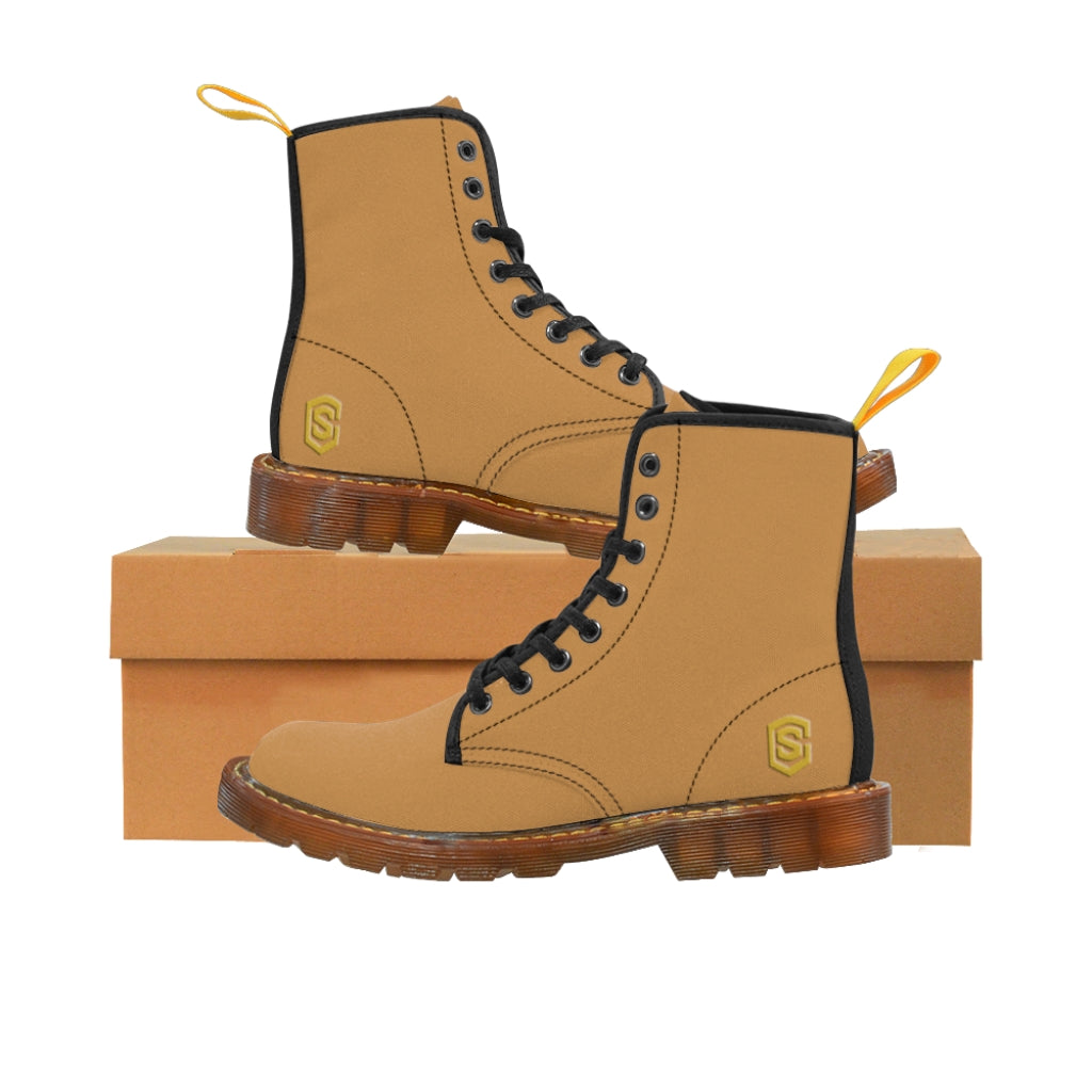 Brown Men's Canvas Boots Gold Logo