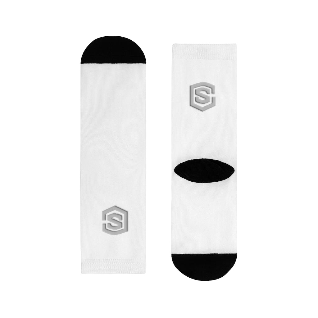 white Sublimation Crew Socks (EU) Silver Logo