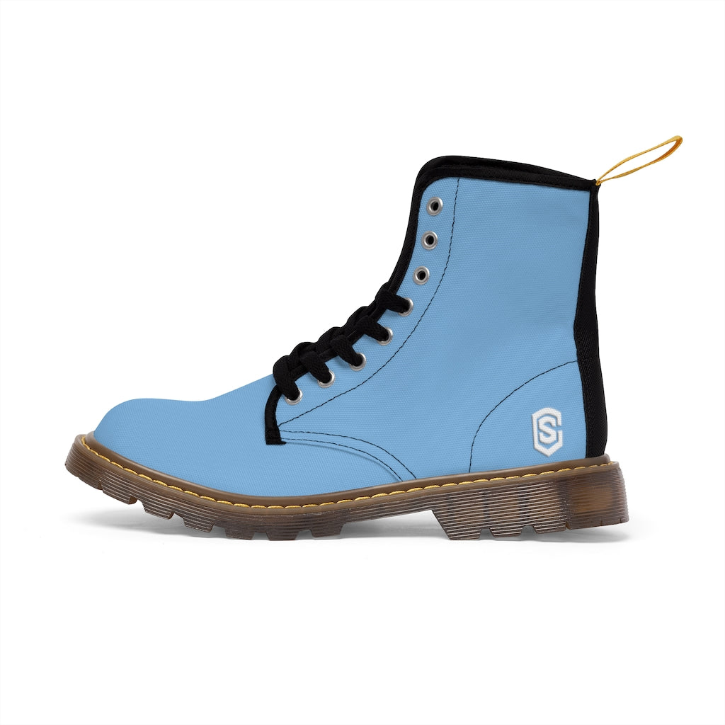 Blue Men's Canvas Boots White Logo