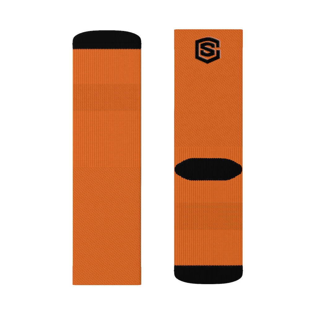 Orange Sublimation Socks Black Logo