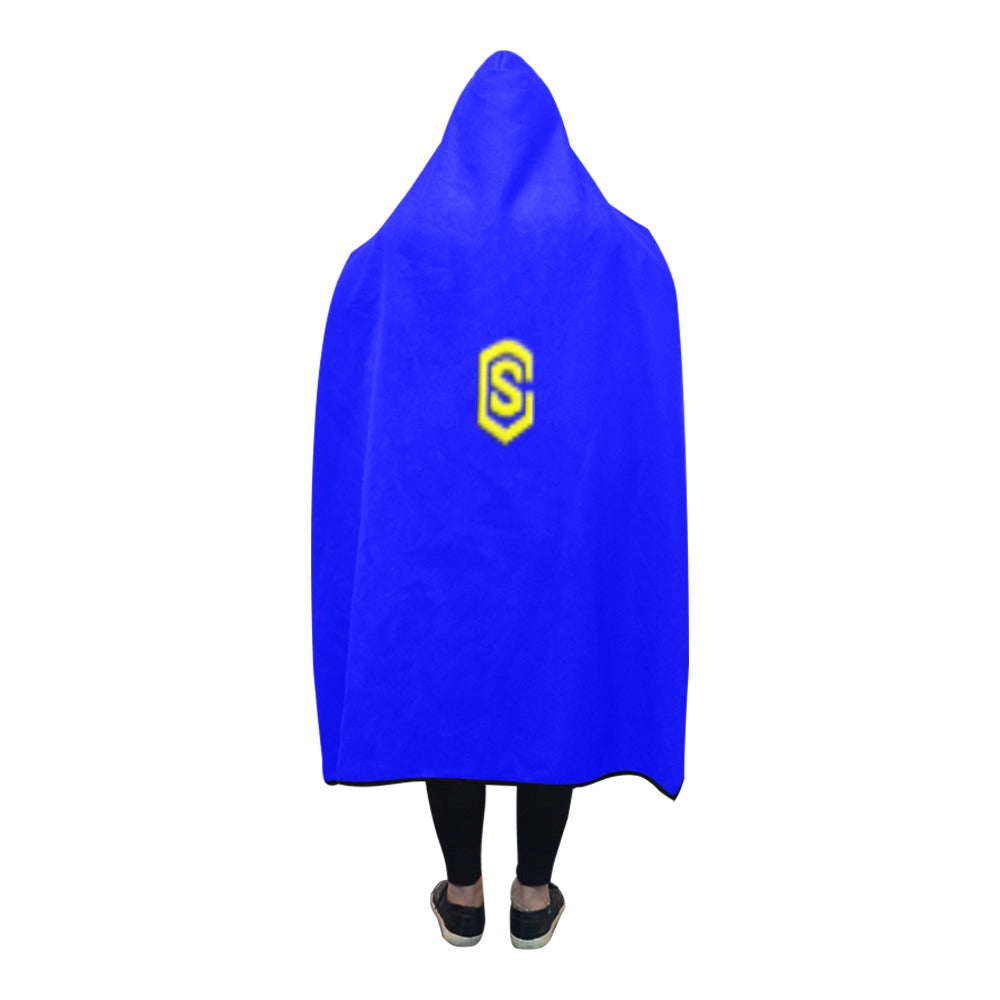 BLUE Hooded Blanket WHITH YELLOW  LOGO Hooded Blanket 80"x56"