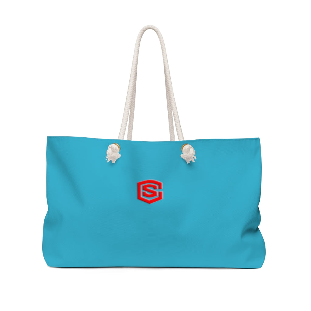 Blue Weekender Bag Red Logo
