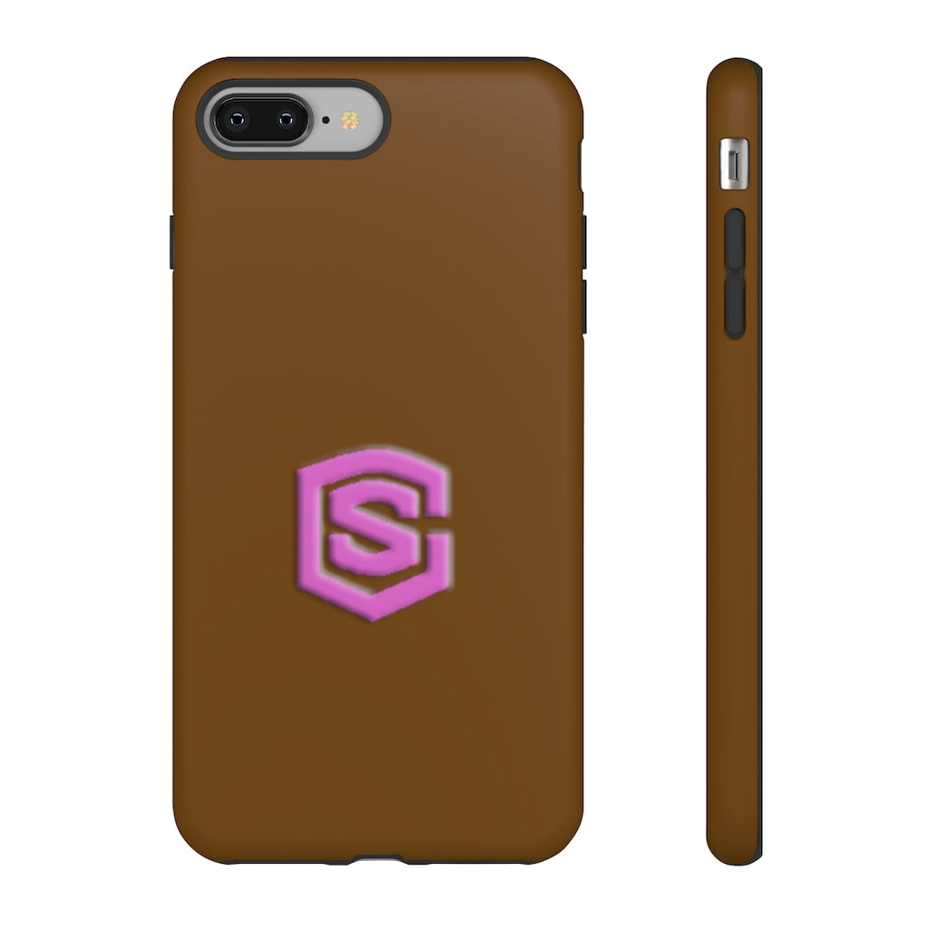 Brown Tough Cases Pink Logo