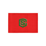 Red Door Mat with Green Logo Doormat 24" x 16" (Sponge Material)