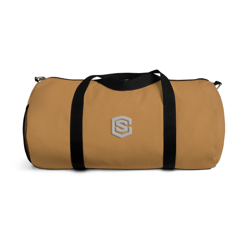 Brown Duffel Bag Silver Logo