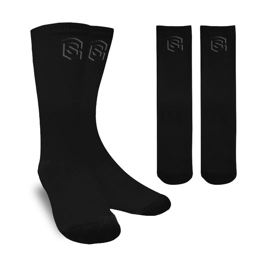 Black Sublimated Crew Socks (Made In USA) with Black Logo Sublimated Crew Socks (Made In USA)