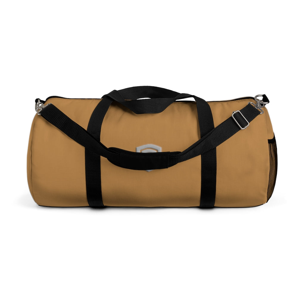 Brown Duffel Bag Silver Logo